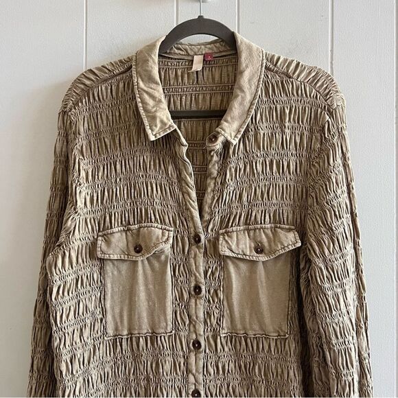 Anthropologie Pilcro Smocked Shacket - Picture 7 of 15